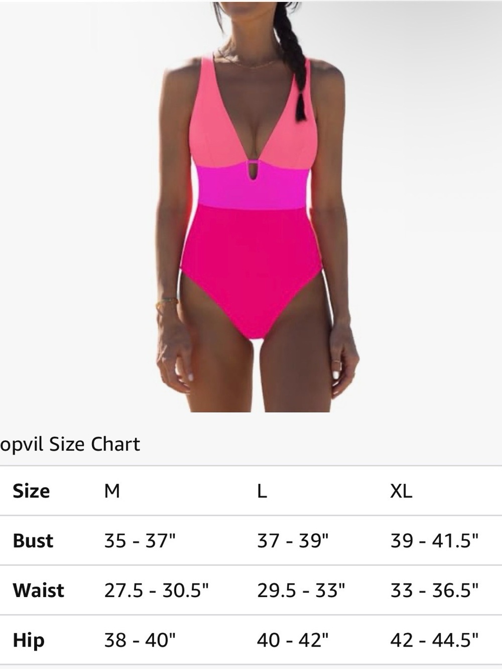 NWT Popvil Color Block Pink Coral One-Piece Swimsuit with Strappy Back SZ Large - Picture 11 of 12